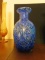 heavy blue and green swirled vase