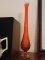 reddish orange thumbprint vase with yellow base and fringed edge approximately 20 in tall