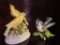 Gorham yellow bird music box and Lenox tufted titmouse figurine