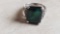 925 band ring with large rectangle dark green gemstone
