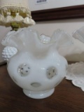 clear and frosted glass scalloped edged vase (Fenton)