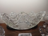cut glass floral etched centerpiece dish