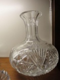 heavy cut glass decanter/vase