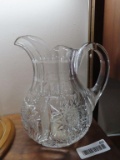 heavy cut glass pitcher