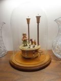 genuine Thorens Swiss music works music box little girl with pie and dog in glass domed display