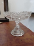 cut glass floral etched compote