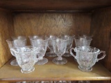 9 Fostoria meadow rose cocktail cups with creamer and sugar