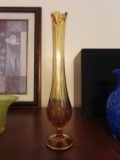 amber glass vase approximately 16 in