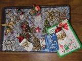 costume jewelry holiday pins and necklace