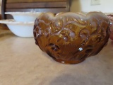 Fenton brown floral dish with frosted edge