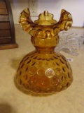 amber glass fluted edge vase
