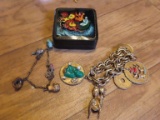 Oriental style bracelet, Spanish style bracelet, and decorative box