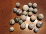 white and green and blue marbles
