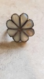 iridescent stone flower shaped ring, no markings