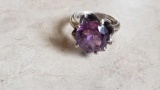 large purple gemstone ring, marked 925 Sterling