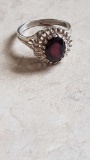 925(M) ring with large red gemstone