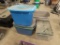 lot of plastic totes
