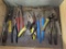 needle nose vise grips. tin snips. channel lock pliers. crescent wrench. wire strippers and Etc