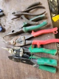 tin snips. needle nose pliers. wire cutters and side cutters