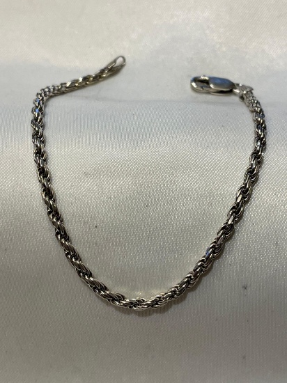 Sterling silver rope chain bracelet.