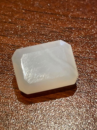 Opaque rectangle cut gemstone.