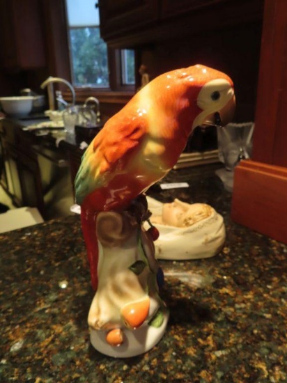 ceramic parrot figurine made in Hungary
