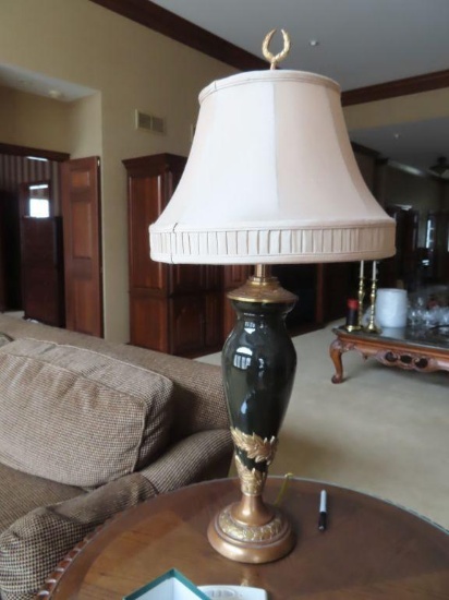 marble and brass style modern lamp. approximately 36 inches tall.