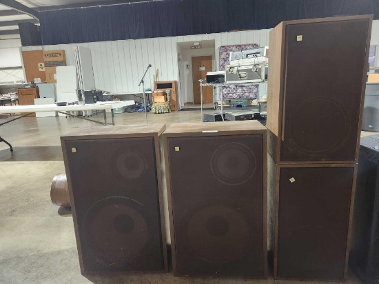 lot of four BSR speakers. Cones need repaired.