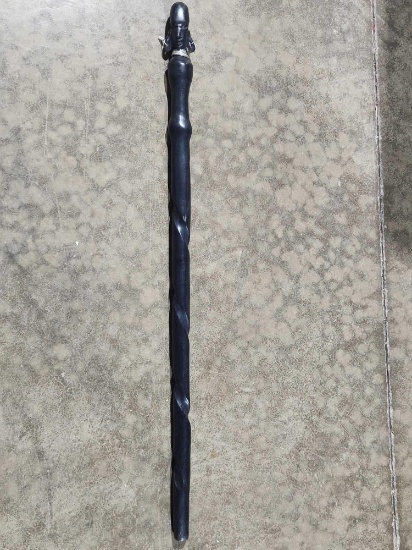 36-3/4 in. black turned figurine head cane