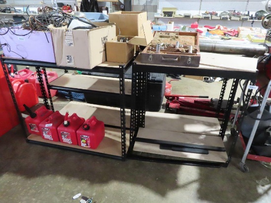 Lot of four adjustable shelving units. 34 in long by 14 in deep by 36 in tall