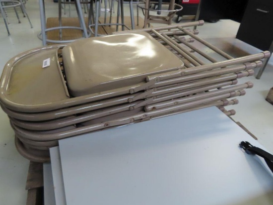 Lot of seven metal folding chairs
