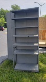 Two sets of metal adjustable shelving units. Approximately 7 ft tall by 3 ft long by 1 ft 6 in deep