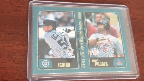 2001 Topps rookies of the Year card Ichiro and Albert Pujols