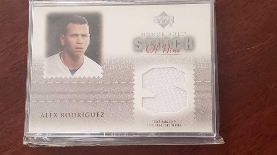 2002 Upper Deck honor roll Stitch of nine Alex Rodriguez card