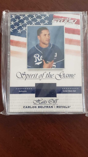 2002 Donruss Studio Spirit of the game hats off Carlos Beltran card