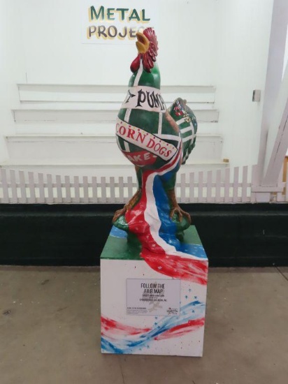 Follow the Fair Map, sponsored by Datacom, Inc., and painted by Mari Ann Cann using acrylic paints,