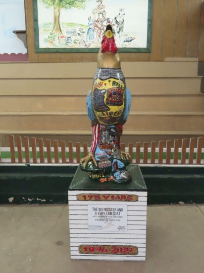 The Big Rooster and a Very Fair Coat, sponsored by "Joe" Dickey Electric, and painted by Bob Barko