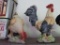 Pair of composite rooster figurines