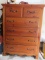 Pine dresser with chest and mirror. In garage