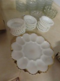 Milk glass ashtrays and eggplate