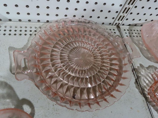 Pink depression glass serving plate
