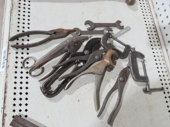 C-clamps, wrenches, pliers and pruners