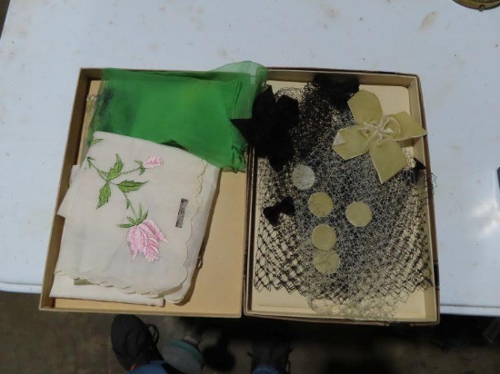 Vintage handkerchiefs and hair pieces