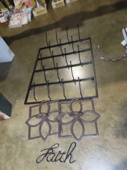 Metal candle sconces and metal hanging organizer