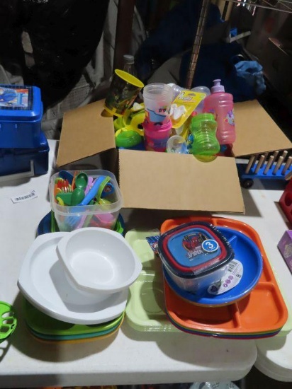 Lot of children's dishware and sippy cups