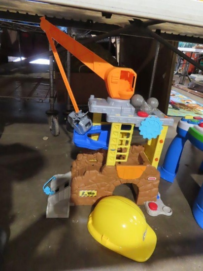 Fisher-Price construction site toy and PAW Patrol hard hat