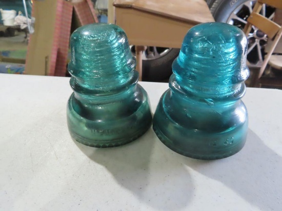 Antique blue glass insulators
