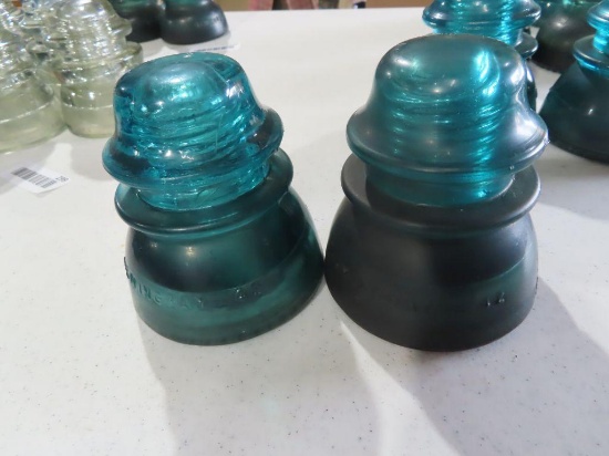 Antique blue glass insulators