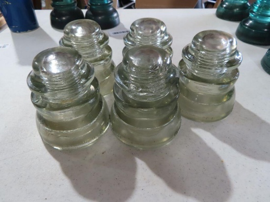 Lot of five antique glass insulators