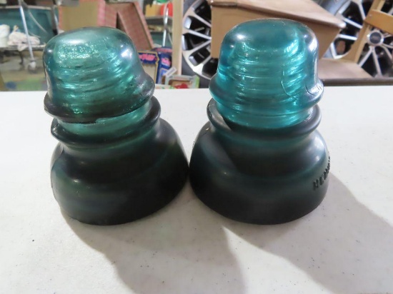 Antique blue glass insulators